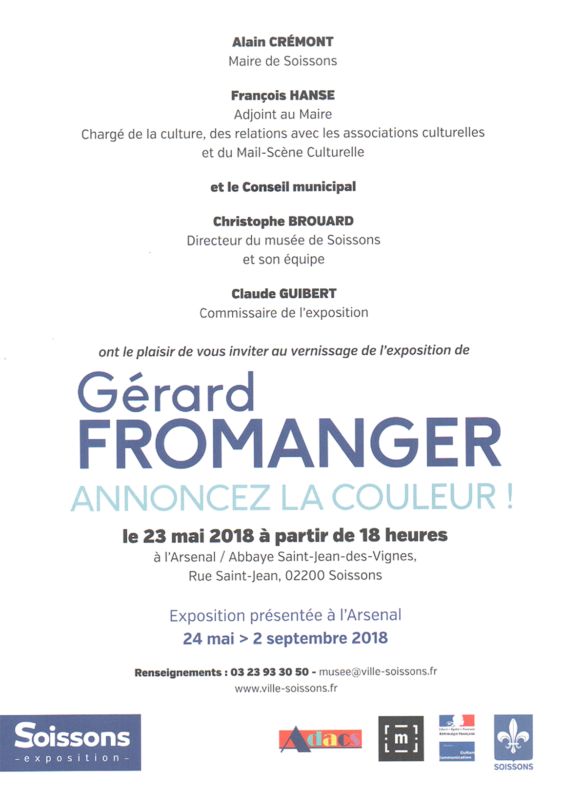 Carton invitation Fromanger Soissons